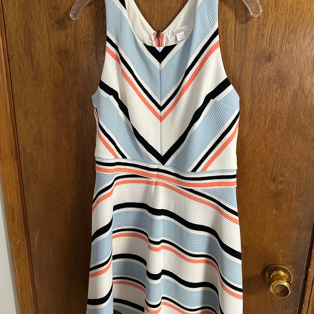 NWT Exhilaration Striped Sleeveless Dress - Blue, Black, White and Coral